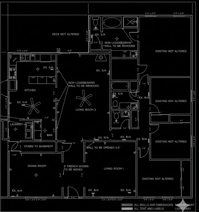 Existing floor plan — original layout before open concept redesign
