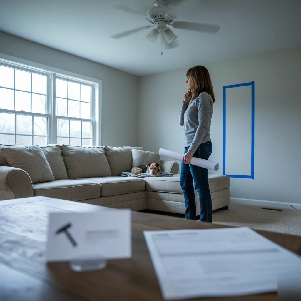 Property owner planning a renovation with as-built drawings of a Clayton home