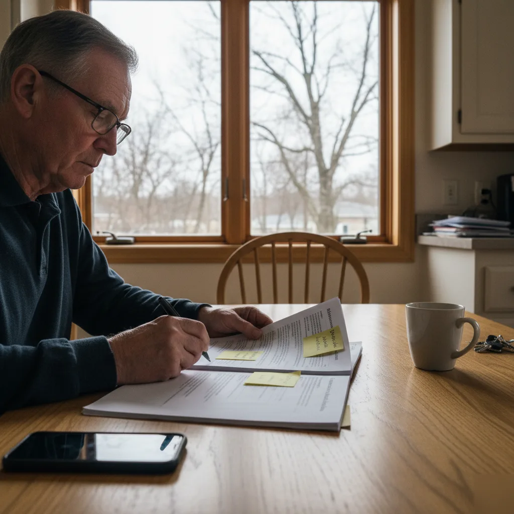 Engineer reviewing a building condition assessment report with a Clayton property owner