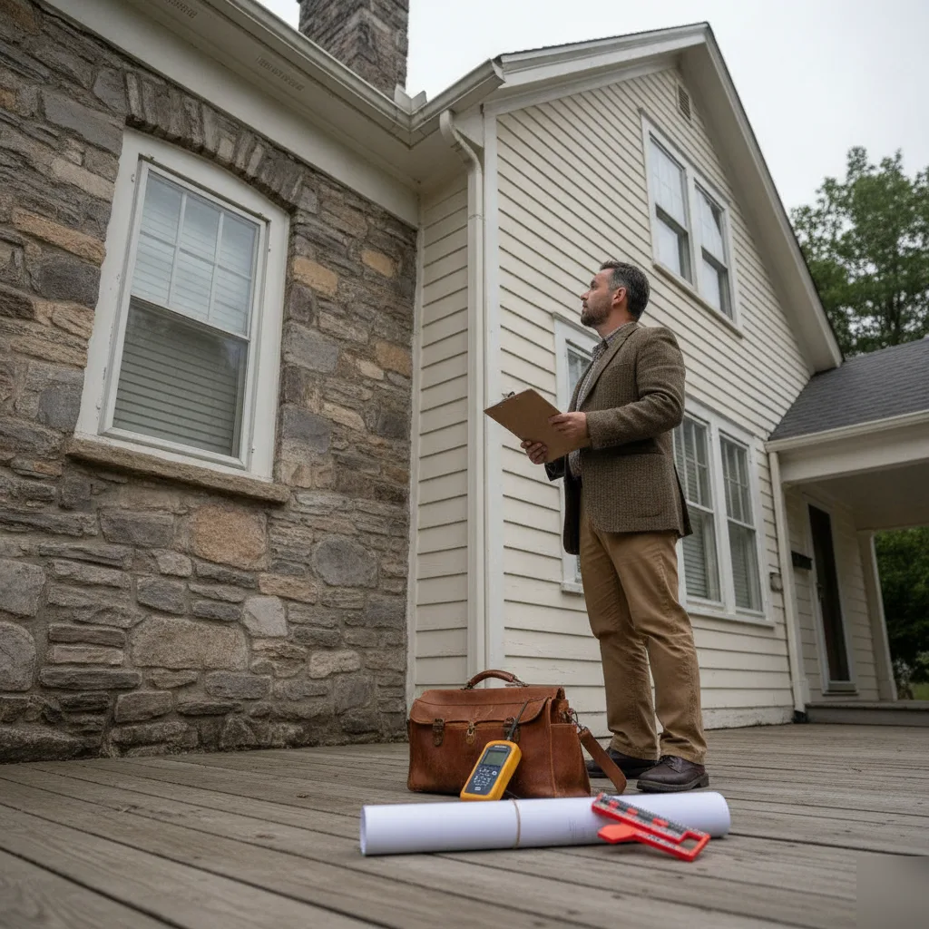 Building consultant performing a structural storm-damage assessment on a Clayton home
