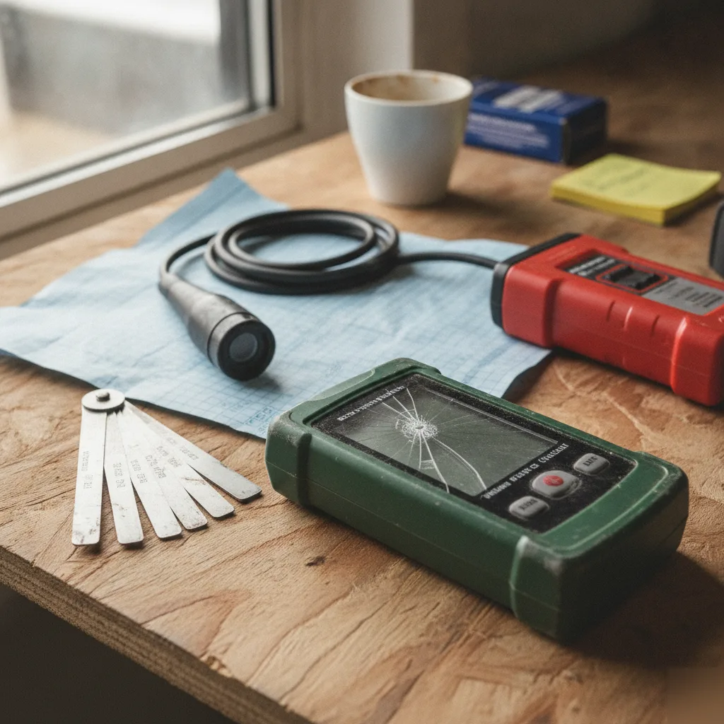 Building inspection tools including a moisture meter and borescope used in Clayton