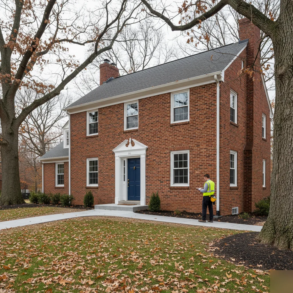 Completed structural work on a Clayton brick home exterior after renovation consulting