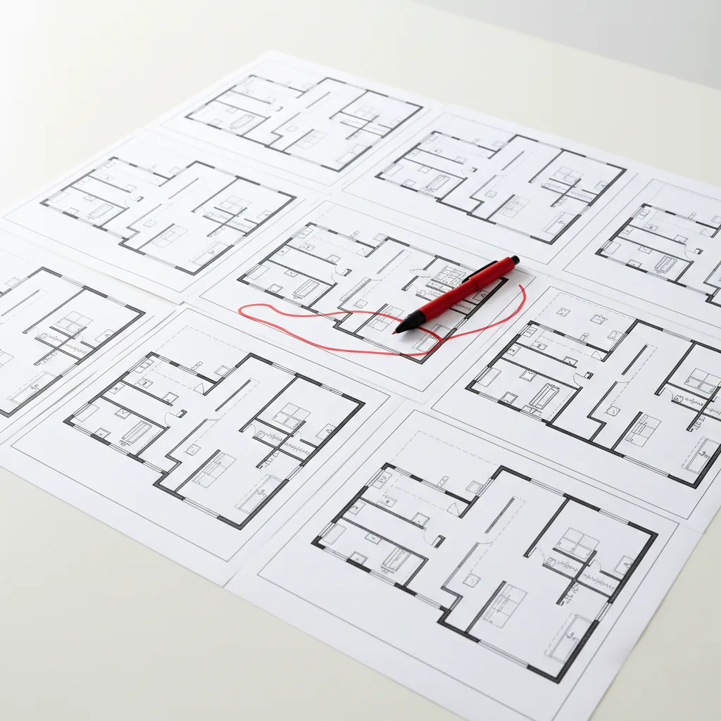 Completed floor plan drawings reviewed against as-built conditions in Clayton