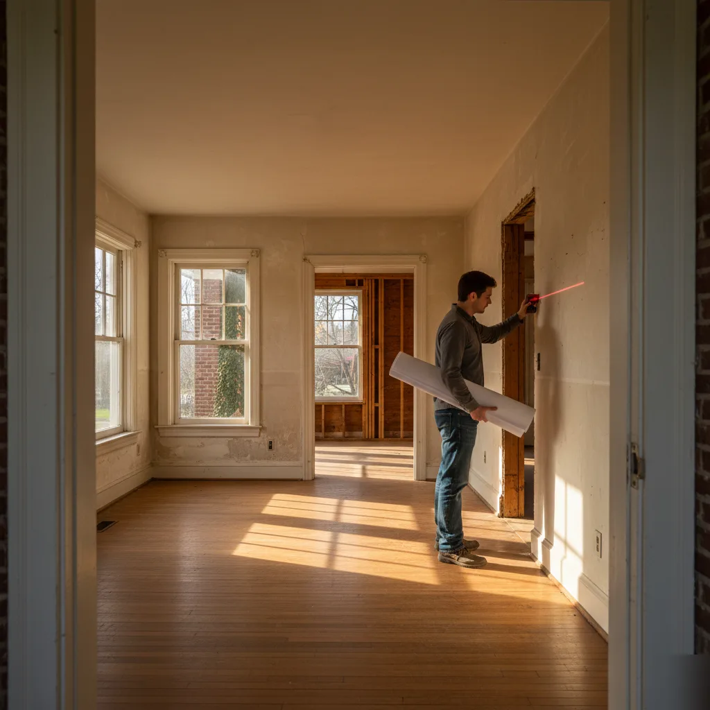 Site measurement of an older home interior for as-built drawings in Clayton