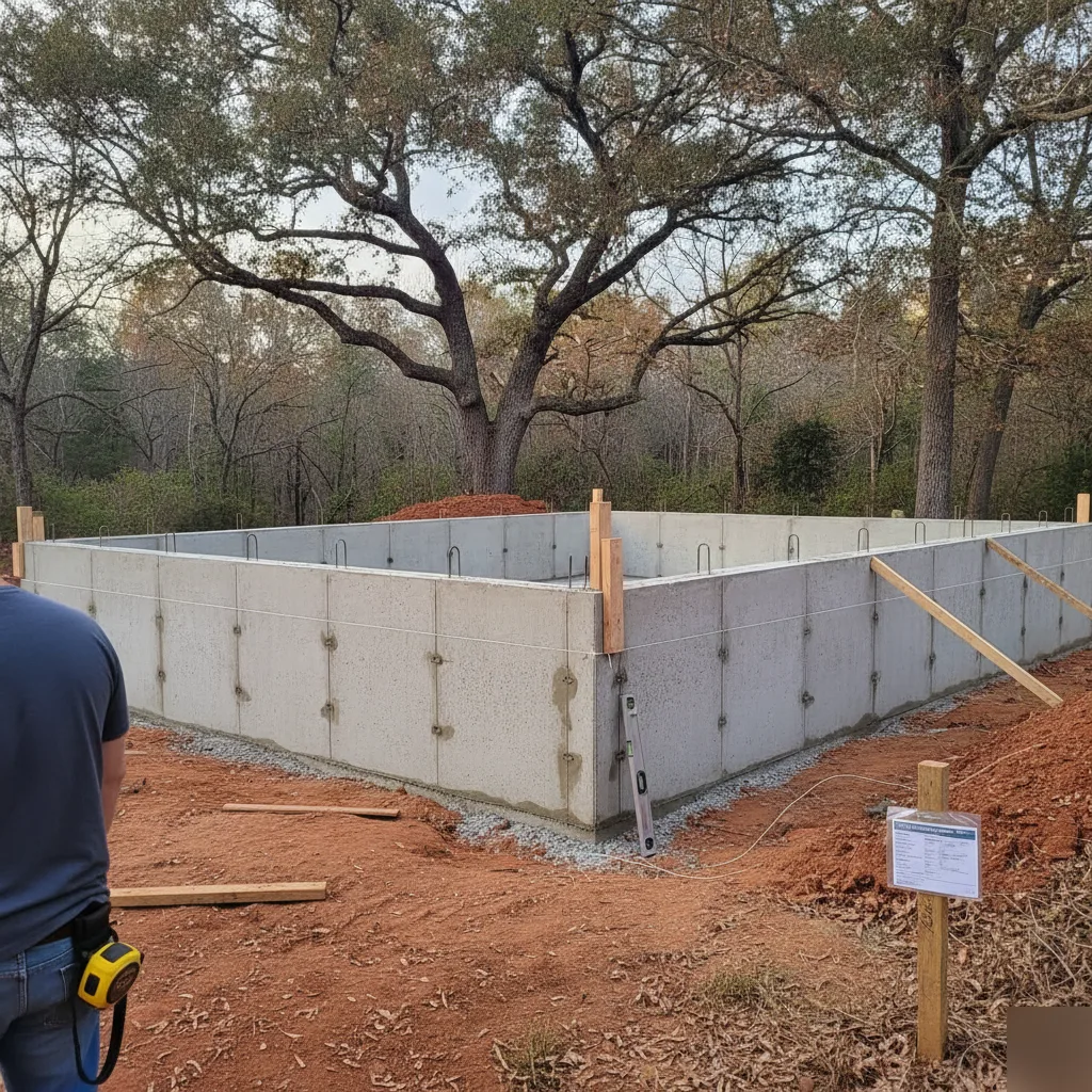 Completed foundation with anchor bolts ready for framing on a Clayton project