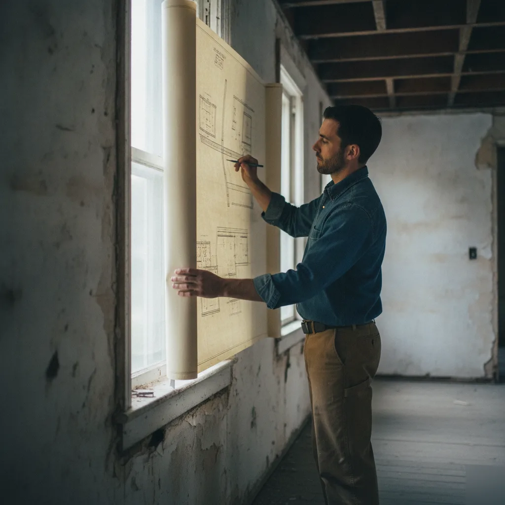 Structural blueprint review for an interior space renovation in Clayton