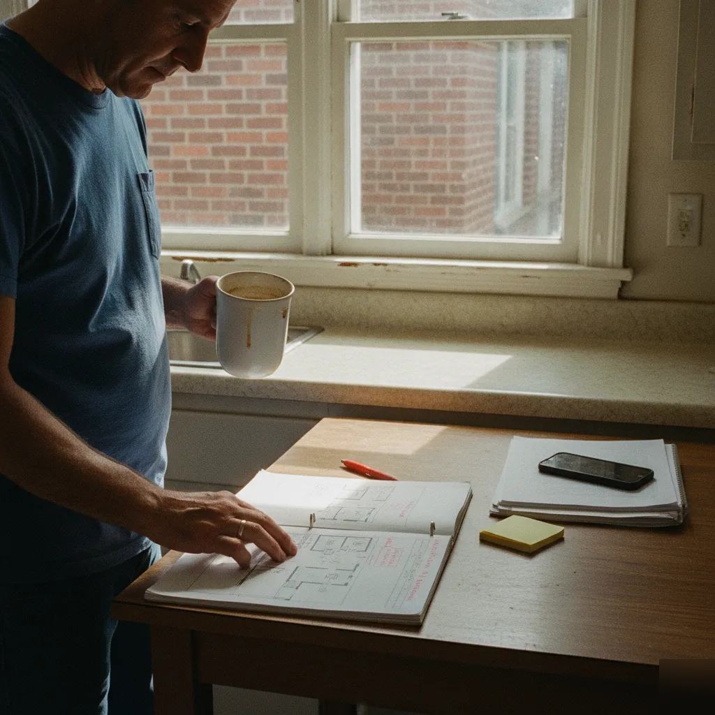 Reviewing the multi-family inspection report with a Clayton property owner