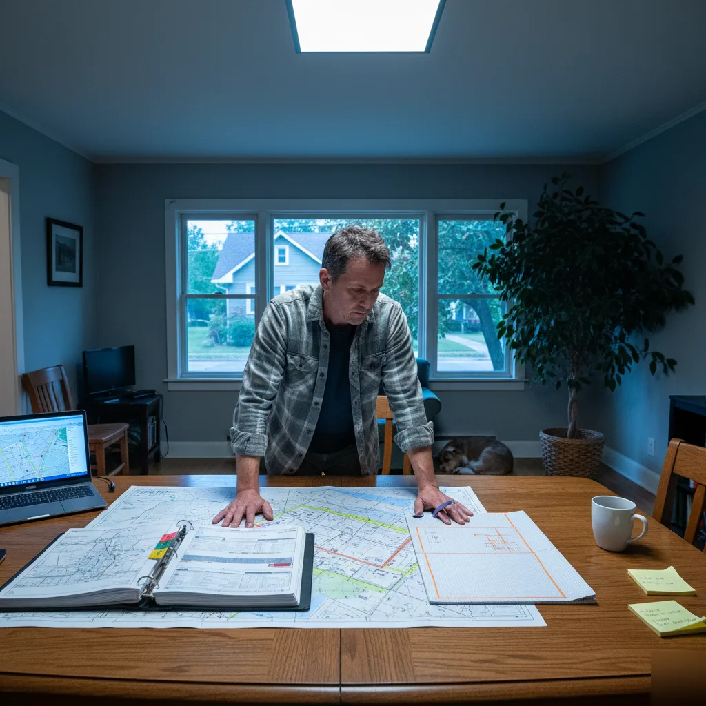 Reviewing zoning setbacks with a homeowner before a Clayton room addition design
