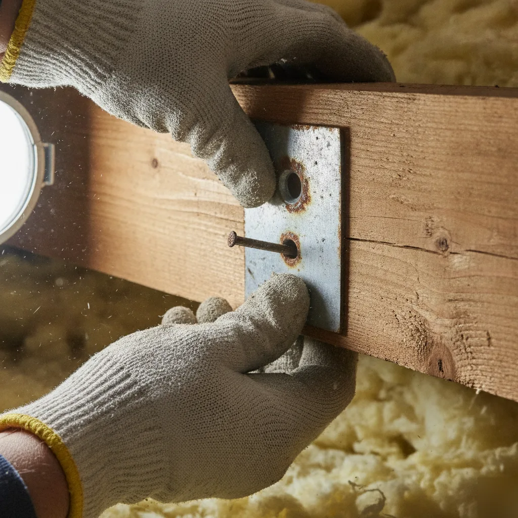 Structural assessment of a rafter tie connector after wind damage in Clayton