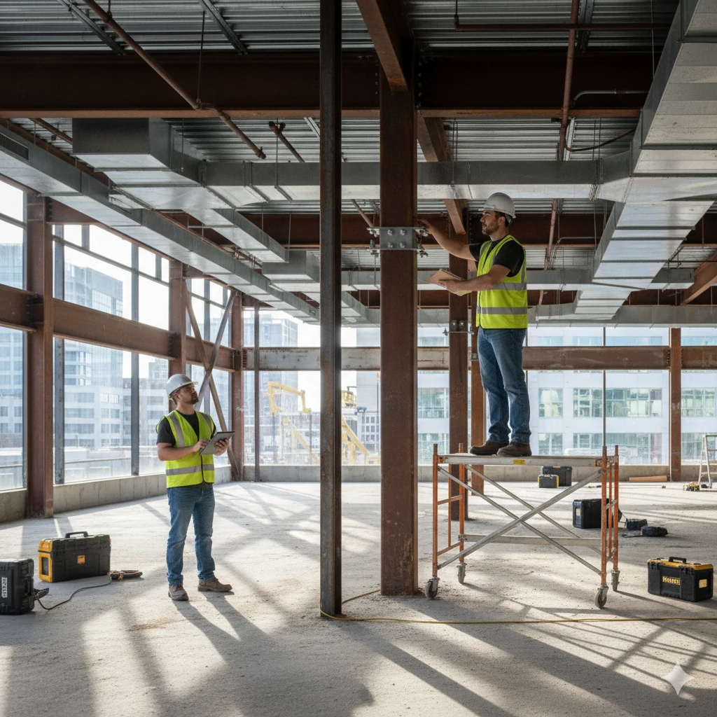 Structural engineer conducting a commercial building inspection in Chesterfield
