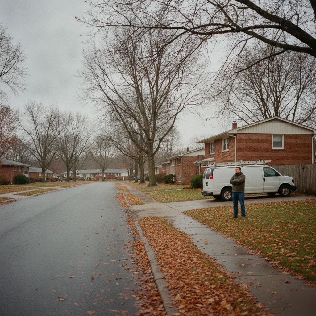 Older housing stock in a Chesterfield neighborhood showing decades of structural wear