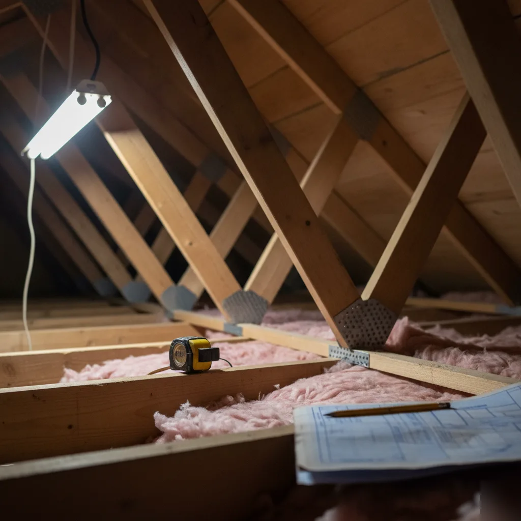 Roof truss framing detail in a 1970s Chesterfield ranch home