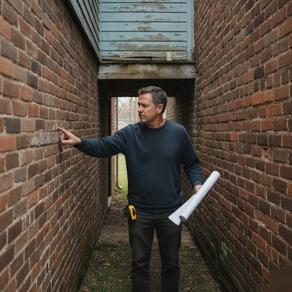 Structural engineer inspecting an existing Clayton home before drawing up plans