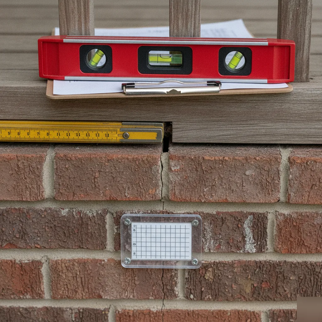 Structural inspection tools including a crack monitor used on a Chesterfield home