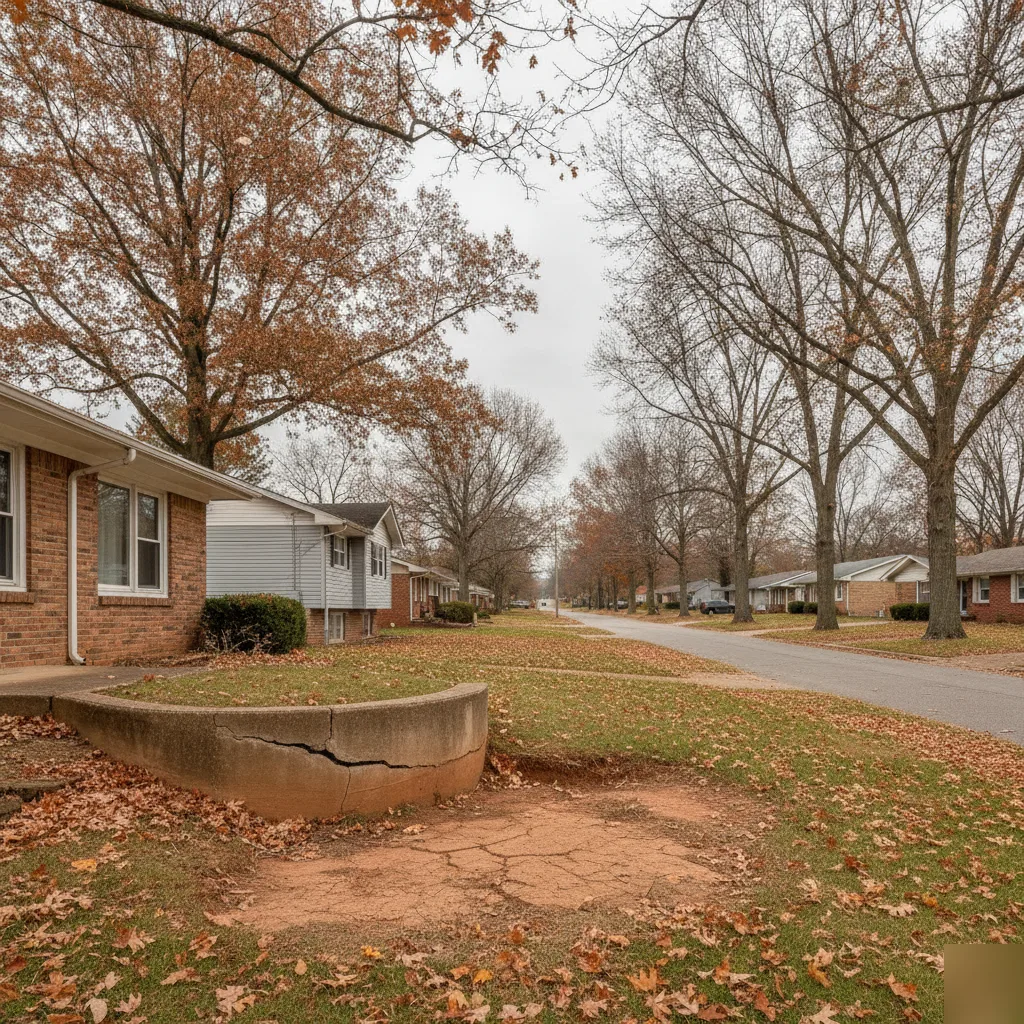 Chesterfield neighborhood built on clay soil prone to seasonal foundation movement