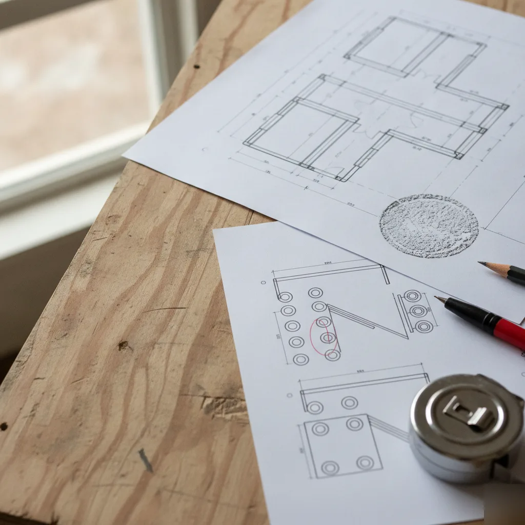 Structural drawing package sheets showing framing and connection details for a Chesterfield project