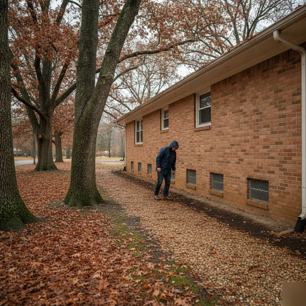 Crawlspace vents along the foundation of a Chesterfield home ahead of an inspection
